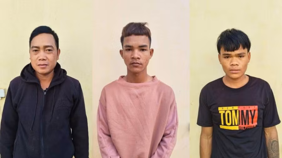 3 đối tượng Pyỡ, Vinh và HBen (từ trái qua). Ảnh: Công an huyện Chư Păh