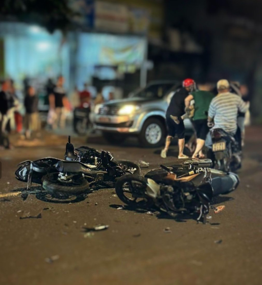 Hiện trường vụ va chạm giao thông.Ảnh: người dân cung cấp