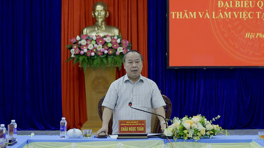 Phó Bí thư Tỉnh ủy, Trưởng đoàn Đại biểu Quốc hội tỉnh Châu Ngọc Tuấn phát biểu chỉ đạo tại buổi làm việc. Ảnh: Minh Trung dc-chau-ngoc-tuan-tai-phuong-hoi-phu.jpg