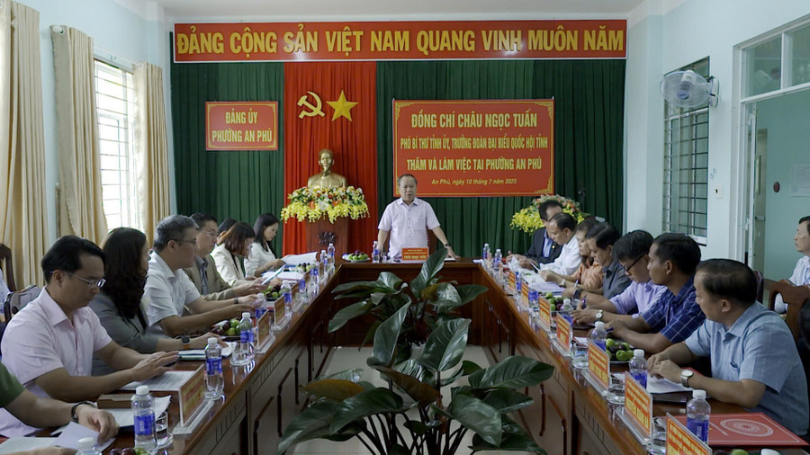 អនុលេខាគណៈកម្មាធិការបក្សខេត្ត ប្រធានគណៈប្រតិភូរដ្ឋសភាខេត្ត Gia Lai លោក Chau Ngoc Tuan បានទៅទស្សនា និងធ្វើការនៅសង្កាត់ An Phu ។ រូបថត៖ Minh Trung quang-canh-buoi-lam-viec.jpg