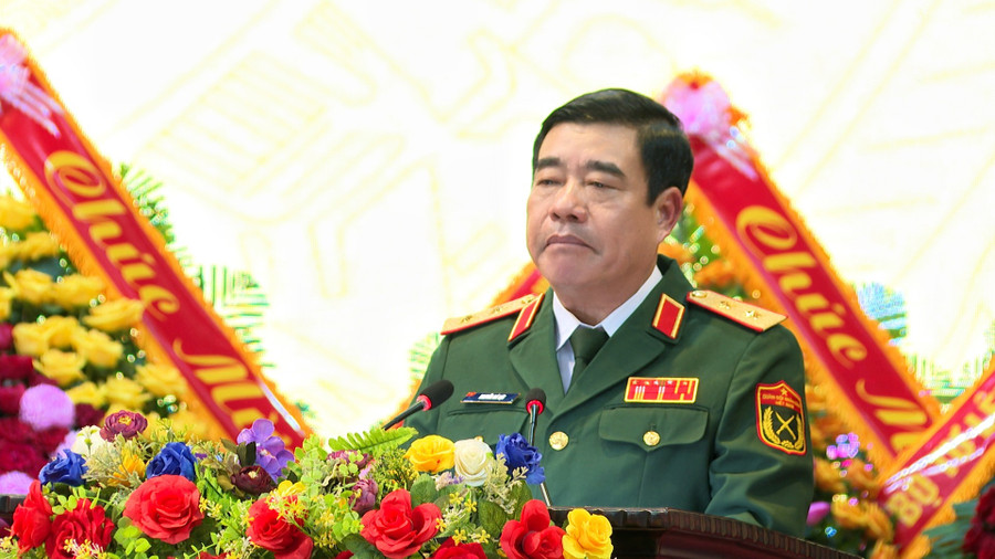 Trung tướng Nguyễn Bá Lực - Phó Tổng Tham mưu trưởng Quân đội Nhân dân Việt Nam phát biểu tại buổi lễ. Ảnh: Bá Bính