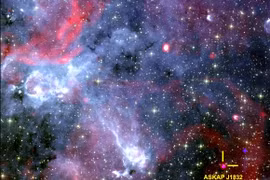 Hình ảnh tổ hợp cho thấy vật thể ASKAP J1832-0911 qua tia X, sóng vô tuyến và ánh sáng hồng ngoại