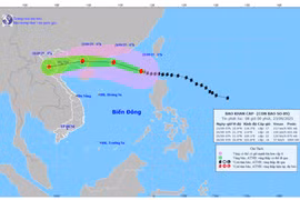 Bản đồ dự báo quỹ đạo và cường độ bão số 09 phát lúc 08h00 ngày 23/9/2025