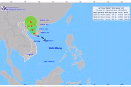 Áp thấp nhiệt đới trên biển Đông gió mạnh cấp 6-7, giật cấp 9, sóng biển cao 2-3,5 m