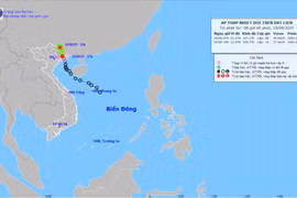 Áp thấp nhiệt đới vào khu vực đất liền, gió giật cấp 8