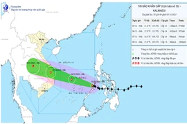 Bản đồ dự báo quỹ đạo và cường độ của bão phát lúc 05h00, ngày 05/11/2025