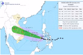 Bản đồ dự báo quỹ đạo và cường độ của bão phát lúc 05h00, ngày 05/11/2025