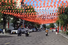 Treo cờ chào mừng Đại hội đại biểu Đảng bộ tỉnh từ ngày 1 đến 4-10