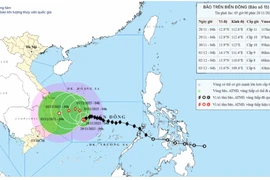 Bão số 15 di chuyển 5 km/h, sức gió cấp 11, giật cấp 14, hướng về vùng bờ biển Gia Lai