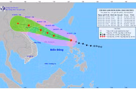 Bão Matmo di chuyển với tốc độ 25 km/giờ theo hướng Tây Tây Bắc, khả năng mạnh thêm