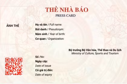 Mẫu thẻ nhà báo mới 2026 có gắn mã QR nhận diện thông tin