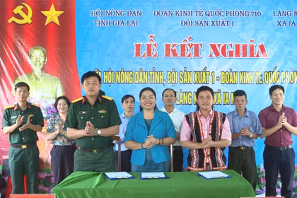 Hội Nông dân tỉnh và Đoàn Kinh tế - Quốc phòng 710 kết nghĩa với làng Klăh