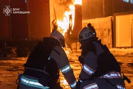 Nga tấn công quy mô lớn, 70% Kiev chìm trong bóng tối. Ảnh: Cơ quan Dịch vụ Khẩn cấp Ukraine/Telegram