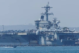 Nhóm tàu sân bay USS Abraham Lincoln đã đến Trung Đông. Ảnh: Yemen Online