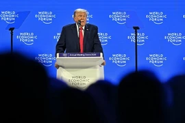 Tổng thống Mỹ Donald Trump phát biểu tại Diễn đàn kinh tế thế giới ở Davos, Thụy Sĩ. Ảnh: AFP