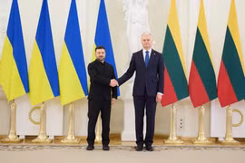 Tổng thống Ukraine Volodymyr Zelensky hội đàm với Tổng thống Litva Gitanas Nauseda tại thủ đô Vilnius. Ảnh: X