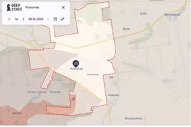 Bản đồ tình hình chiến sự ở Pokrovsk, Ukraine ngày 26-10. Ảnh: Deep State