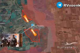 Bản đồ chiến sự Nga - Ukraine tại Huliaipole ngày 25-12. Lực lượng Moscow xuyên phá vào trung tâm thành phố, chiếm sở chỉ huy. Ảnh: RVvoenkor