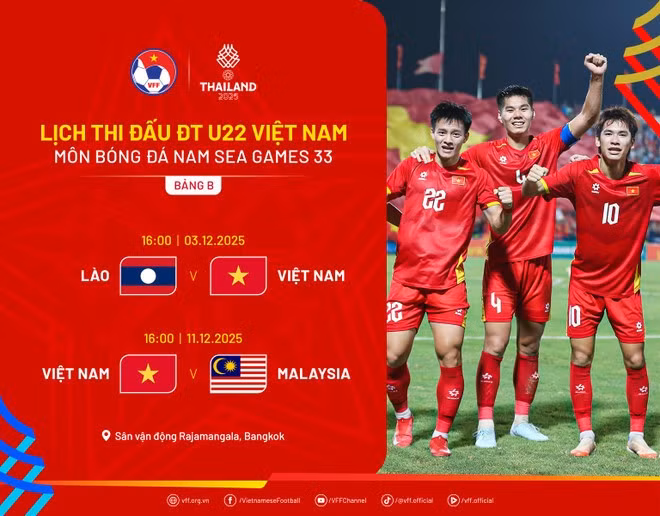 Lịch thi đấu của U22 Việt Nam tại SEA Games 33.