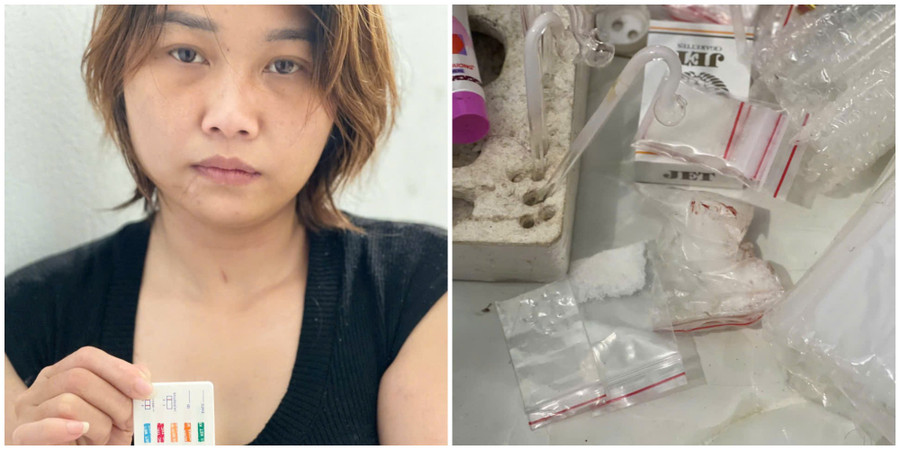 Đối tượng Nguyễn Thị Thu Thủy và tang vật. Ảnh: ĐVCC doi-tuong-ma-tuy.jpg