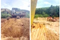 Máy đào bị bắt quả tang khai thác đất trái phép tại thửa đất thuộc khu vực núi Hòn Vọng Phu.