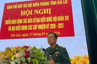 Đại tá Trần Tiến Hải, Chỉ huy trưởng BĐBP tỉnh Gia Lai chủ trì hội nghị triển khai hướng dẫn bầu cử đại biểu Quốc hội và HĐND các cấp nhiệm kỳ 2026-2031 vào ngày 15-1.