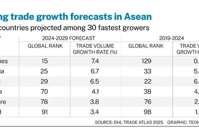 Theo dự báo của DHL, trong giai đoạn 2024-2029, Việt Nam sẽ đứng thứ 29 toàn cầu về mức tăng trưởng nhanh. Ảnh nguồn thesaigontimes.vn