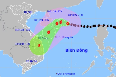 Không khí lạnh khiến bão số 7 giảm 6 - 8 cấp, đổi hướng xuống phía nam