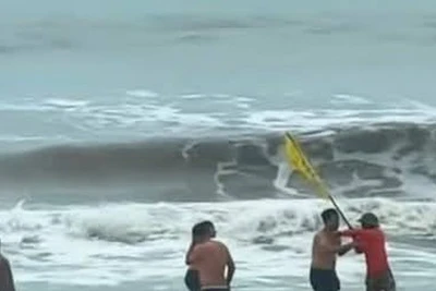 Xôn xao clip nhân viên bảo vệ xô đẩy, ngăn du khách tắm biển khi sóng lớn