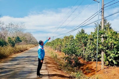 Công trình “Thắp sáng đường quê” do Đoàn Thanh niên Phòng Hậu Cần và Hội Phụ nữ Công an tỉnh phối hợp với Đoàn Thanh niên xã Gào triển khai. Ảnh: T.N