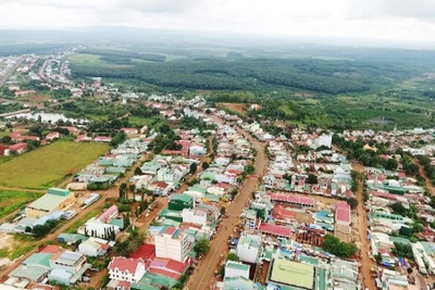 Trung tâm huyện Đức Cơ nhìn từ trên cao. Ảnh: Vĩnh Hoàng