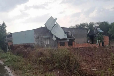 Mưa lớn khiến cột điện gãy đổ, nhà tốc mái ở Kon Tum