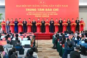 Lễ khai trương Trung tâm Báo chí phục vụ Đại hội đại biểu toàn quốc lần thứ XIV của Đảng tại Trung tâm Hội nghị Quốc gia Mỹ Đình chiều ngày 14-1.