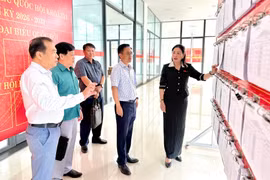 Phó Chủ tịch HĐND tỉnh Huỳnh Thúy Vân giám sát việc triển khai công tác bầu cử tại phường Pleiku và Diên Hồng