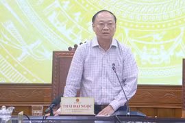 Bí thư Tỉnh ủy Thái Đại Ngọc phát biểu chỉ đạo tại cuộc họp. Ảnh: Quang Tấn