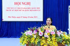 Phó Trưởng đoàn chuyên trách Đoàn ĐBQH tỉnh Gia Lai Siu Hương trả lời các kiến nghị của cử tri. Ảnh: Mạnh Hà