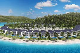 Six Senses Côn Đảo nằm trên bãi cát trắng mịn dài 2 km, gồm 50 biệt thự sở hữu hồ bơi riêng. Ảnh: vntrip