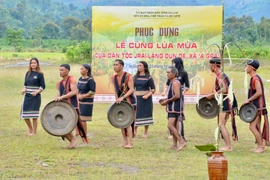 Người dân làng Dun De tham gia buổi phục dựng lễ Cúng lúa mùa. Ảnh: Lam Nguyên