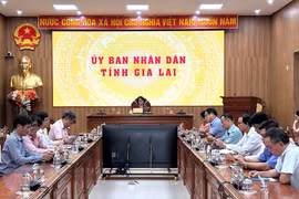 Quang cảnh hội nghị trực tuyến đánh giá kết quả thực hiện công tác PBGDPL tại điểm cầu tỉnh Gia Lai.