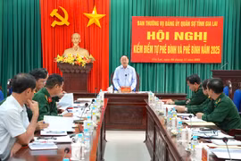 Quang cảnh hội nghị kiểm điểm, tự phê bình và phê bình năm 2025 của Đảng ủy Quân sự tỉnh Gia Lai.