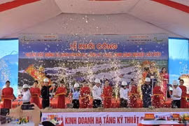 Lễ khởi công Dự án Xây dựng và Kinh doanh hạ tầng kỹ thuật Cụm công nghiệp Cát Hiệp. Ảnh: Hồng Thương