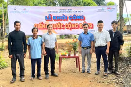 Khởi công công trình giếng nước cho người dân làng Thương, xã Kon Chiêng. Ảnh: H.N