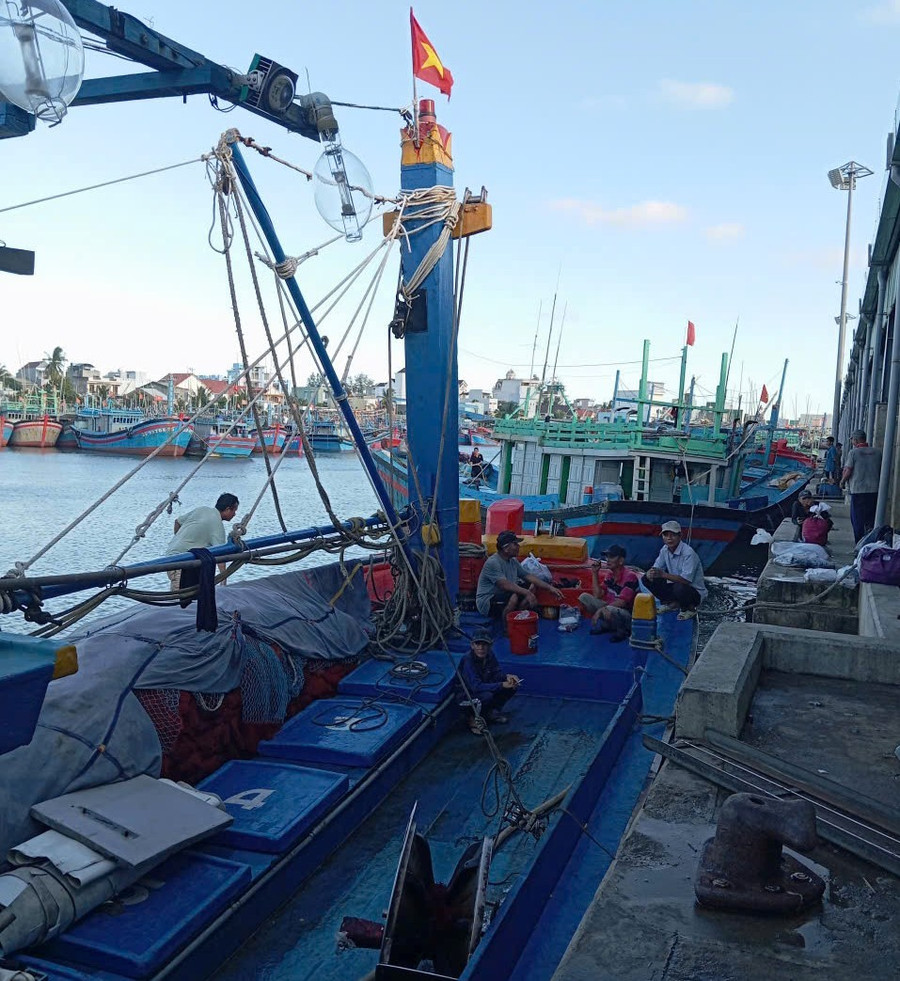 Tàu cá của ông Huỳnh Văn Chim cập cảng cá Tam Quan vào ngày 2-10. Ảnh: A.N b5bac0b810349a6ac325-5074.jpg