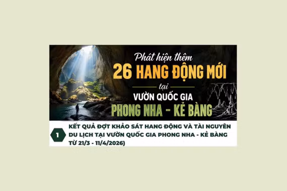 Phát hiện thêm 26 hang động mới tại Vườn Quốc gia Phong Nha-Kẻ Bàng
