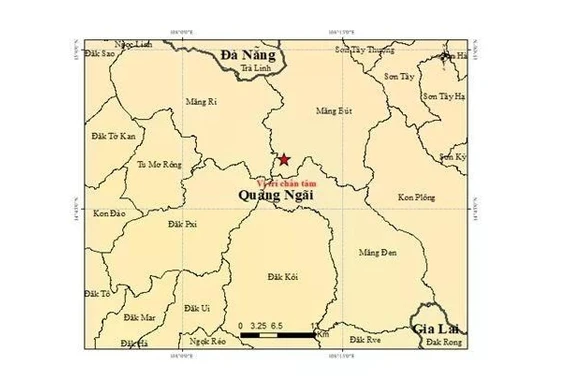 Quảng Ngãi: Động đất có độ lớn 3,9 xảy ra tại xã Măng Bút