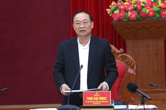 Bí thư Tỉnh ủy, Chủ tịch Ủy ban bầu cử tỉnh Thái Đại Ngọc phát biểu chỉ đạo tại phiên họp thứ 2. 