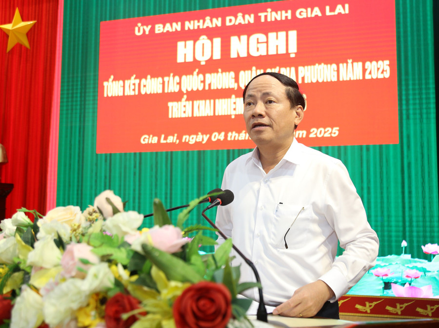 Chủ tịch UBND tỉnh Phạm Anh Tuấn phát biểu chỉ đạo tại hội nghị. Ảnh: H.P