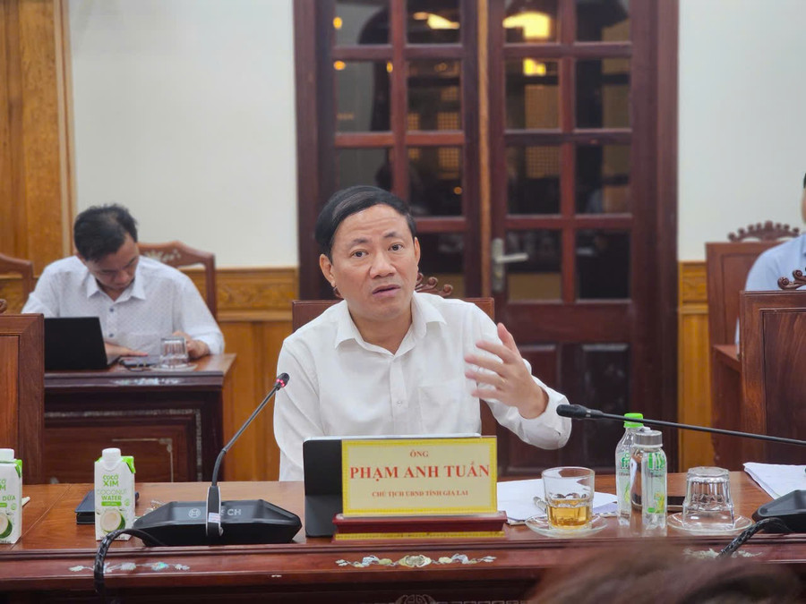 Chủ tịch UBND tỉnh Phạm Anh Tuấn phát biểu tại buổi làm việc. Ảnh: Hồng Thương Chủ tịch UBND tỉnh Phạm Anh Tuấn phát biểu tại buổi làm việc. Ảnh: Hồng Thương