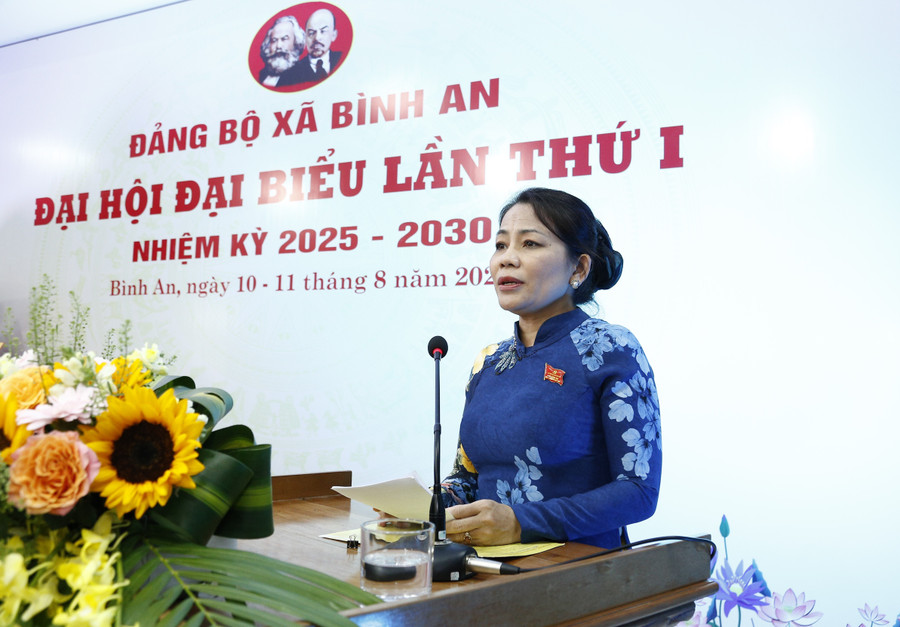 Trưởng Ban Tuyên giáo và Dân vận Tỉnh ủy Nguyễn Thị Phong Vũ phát biểu chỉ đạo Đại hội. Ảnh: Hồng Phúc mg-0700.jpg