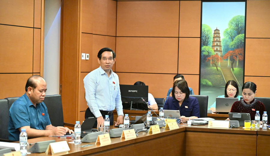 ĐB Nguyễn Văn Cảnh cho rằng người dân có quyền yêu cầu khoảng trống trước nhà để đi lại thuận tiện; người lái xe cũng có quyền đỗ xe ở những nơi không bị cấm. Ảnh: Đoàn ĐBQH tỉnh db-nguyen-van-canh-tham-gia-thao-luan-o-to-vao-chieu-3110.jpg